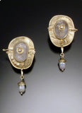 Cifeeo Unique Gold Color Women's Imitation Pearls Earrings Inlaid Stone Enamel Drop Earrings Women Bridal Wedding Jewelry